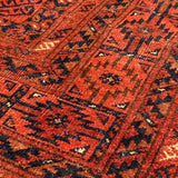 Red Persian Rug with 10 Hexagon Medallions in Center 4'2" x 6'4"