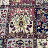 Burgundy Red, Cream & Black Floral Animal Block Motif with Border 9'8" x 14'6"