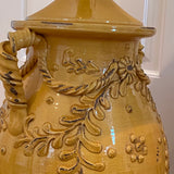 Pair of Mustard Pottery Urn Lamps