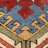 Coral Turkish Kazak Carpet with Central Diamond, 5'4" sq