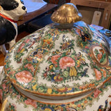 Rose Medallion Covered Tureen with Gold Handles