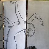 Hand-painted 3 Panel Folding Screen