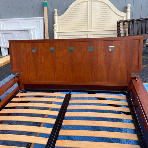Wood Queen Bed with Adjustable Tilted Headboard