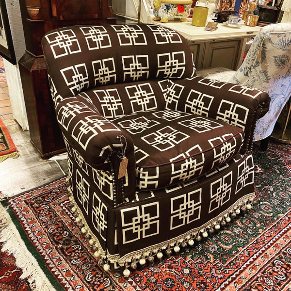 Brown and white club chair