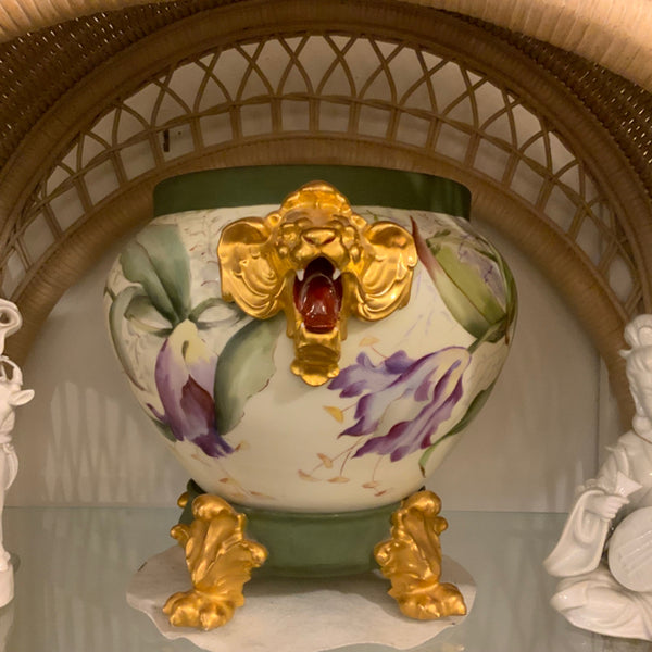 Antique Limoges France Hand Painted Porcelain Jardiniere
