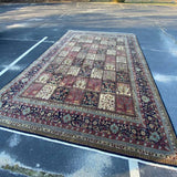 Burgundy Red, Cream & Black Floral Animal Block Motif with Border 9'8" x 14'6"