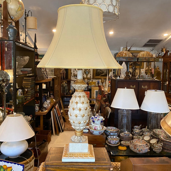 white and gold pineapple lamp