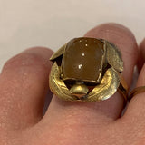 Estate Jade & 18k Gold Cocktail Ring