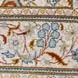 Cream Floral Silk Persian Rug with Fringe 3'7" x 5 '9"