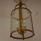 Bronze Style Hanging Pendant Lantern, Water Glass Panes with 6 Lights