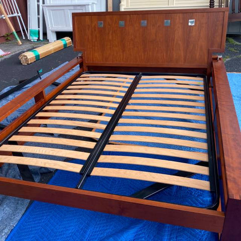 Wood Queen Bed with Adjustable Tilted Headboard