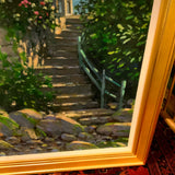 oil painting house with stairs
