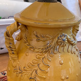 Pair of Mustard Pottery Urn Lamps