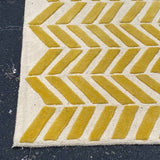 Yellow and White Plush Chevron Pattern Rug 4' x 6'