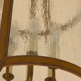 Bronze Style Hanging Pendant Lantern, Water Glass Panes with 6 Lights