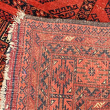 Red Persian Rug with 10 Hexagon Medallions in Center 4'2" x 6'4"