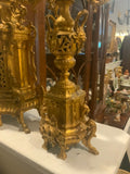 gilded garniture set clock and two candleabras