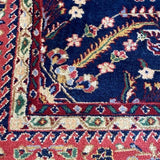 Navy Floral Garland Persian Rug with Pink Border 8'8" x 11'10"