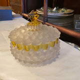 frosted hobnail glass with yellow
