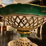 Green & White Porcelain Pierced Compote