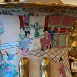 Rose Medallion Large Floor Vase with Gold Details