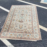 Cream Medallion Silk Persian Rug as is  3'9" x 5 '2"