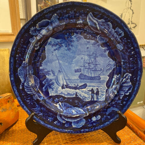 flo blue 19thc Staffordshire plate