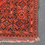 Red Persian Rug with 10 Hexagon Medallions in Center 4'2" x 6'4"