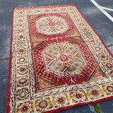 Red, Beige and Light Green Orta Shaggy Rug 5' x 8'