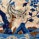 Round Blue & Cream Art Deco Rug 4' d