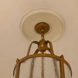 Bronze Style Hanging Pendant Lantern, Water Glass Panes with 6 Lights