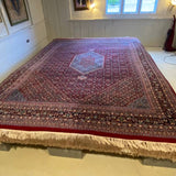 Red Persian Rug with Hexagon Central Medallion 9' x 12'