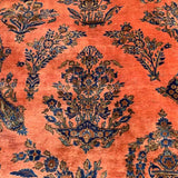 Coral & Royal Blue Persian Sarouk Rug 10'7" x 20'4"