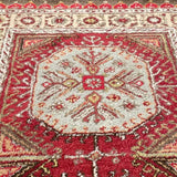 Red, Beige and Light Green Orta Shaggy Rug 5' x 8'