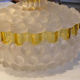 frosted hobnail glass with yellow