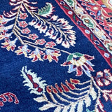 Navy Floral Garland Persian Rug with Pink Border 8'8" x 11'10"