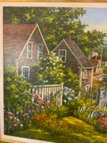 oil painting of houses and harbor on Marthas Vineyard by Gary Shepard