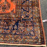 Coral & Royal Blue Persian Sarouk Rug 10'7" x 20'4"