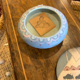 Native American pottery bowl and lid