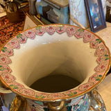 Rose Medallion Large Floor Vase with Gold Details
