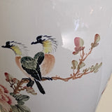 White Porcelain Painted Lamp with Silk Shade