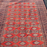 Red Diamond & Stripe Bokara Rug 4'1" x 6'