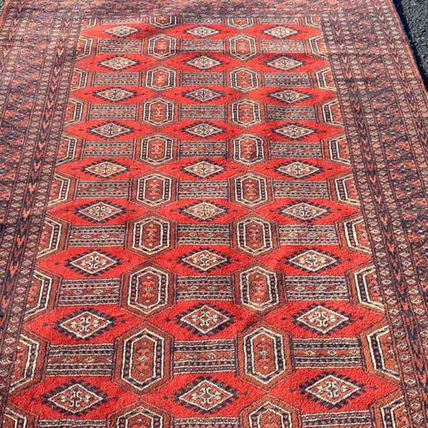 Red Diamond & Stripe Bokara Rug 4'1" x 6'