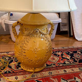 Pair of Mustard Pottery Urn Lamps