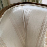 Ivory striped camel back sofa with down cushion