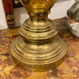 Pair of Brass Lion Head Lamps with Shades