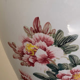 White Porcelain Painted Lamp with Silk Shade