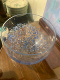 large blue spotted glass bowl