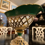 Green & White Porcelain Pierced Compote