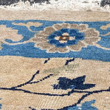 Round Blue & Cream Art Deco Rug 4' d